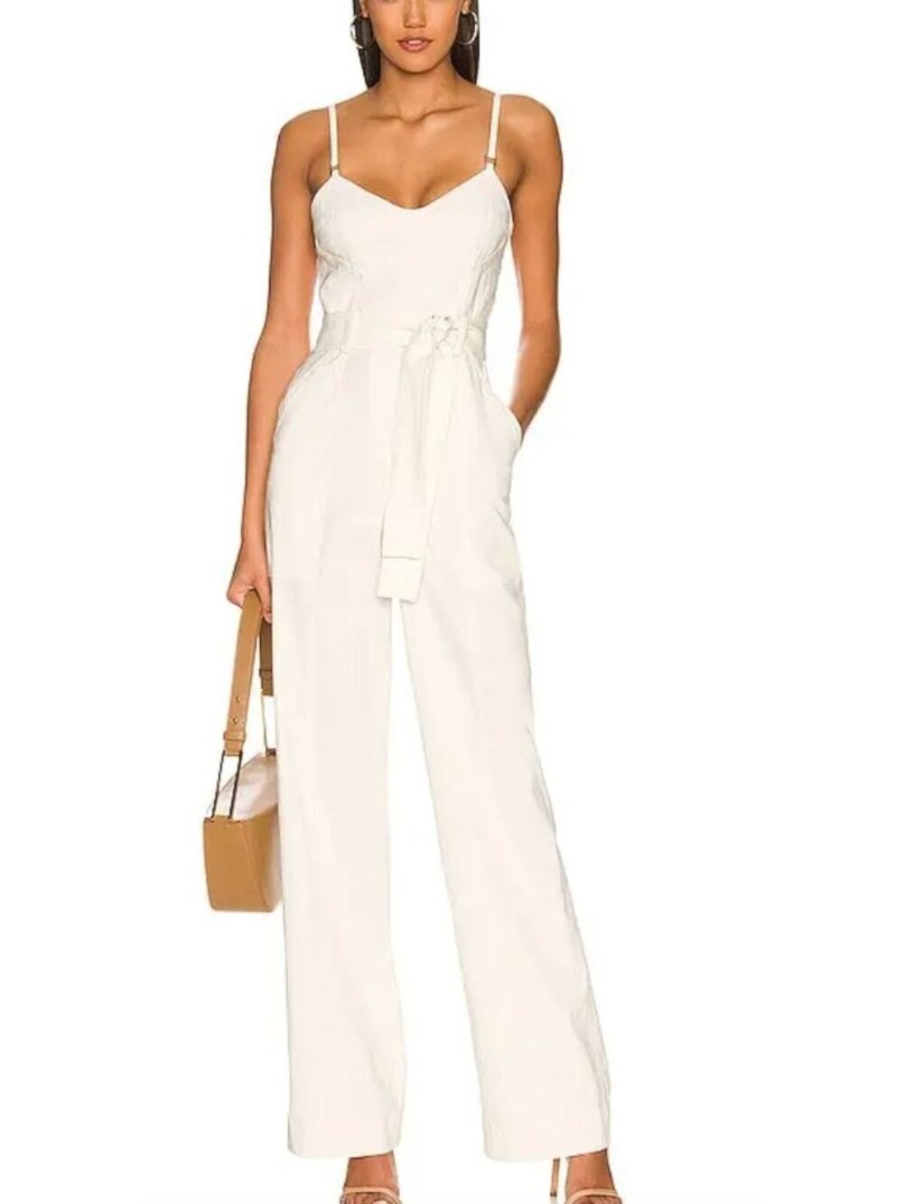 A.L.C. Mila Linen Jumpsuit in Glace White Size 4